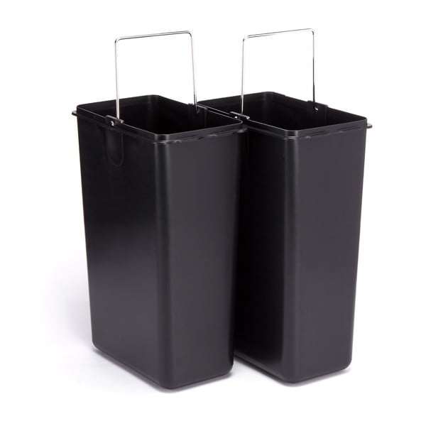 Matt hõbedane terasest prügikast 2x8 l sorteeritud jäätmete jaoks/pedaaliga Tri Selectif - MSV-image-3