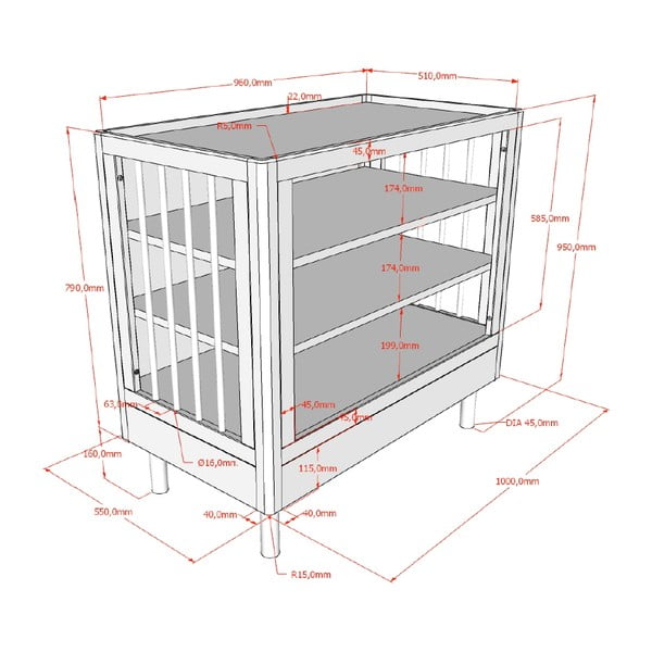 Valge lastekapp pöögipuidust koos riietuslauaga 100x95x55 cm Forrest - Vipack-image-3