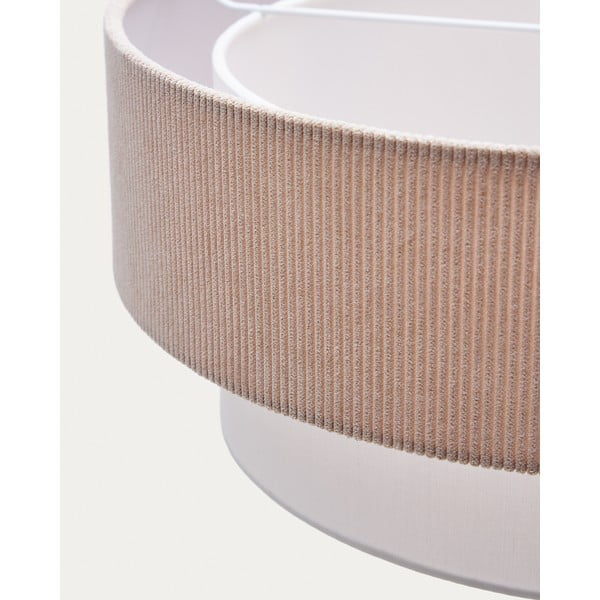 Valge-beež rippvalgusti tekstiilist varjuga ø 40 cm Bianella - Kave Home-image-4