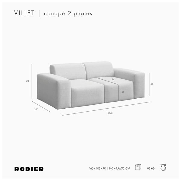 Beež diivan 205 cm Villet - Rodier-image-4