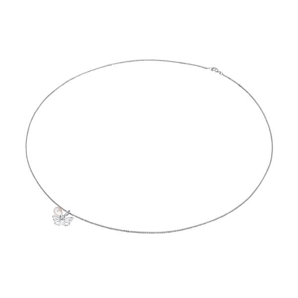 Stříbrný náhrdelník s přívěskem a perlou Chakra Pearls Butterfly, 70 cm