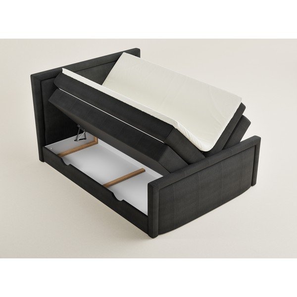 Antratsiitvärvi vedrumadratsiga voodi panipaigaga 200x200 cm Fresco - Maison de Rêve-image-1