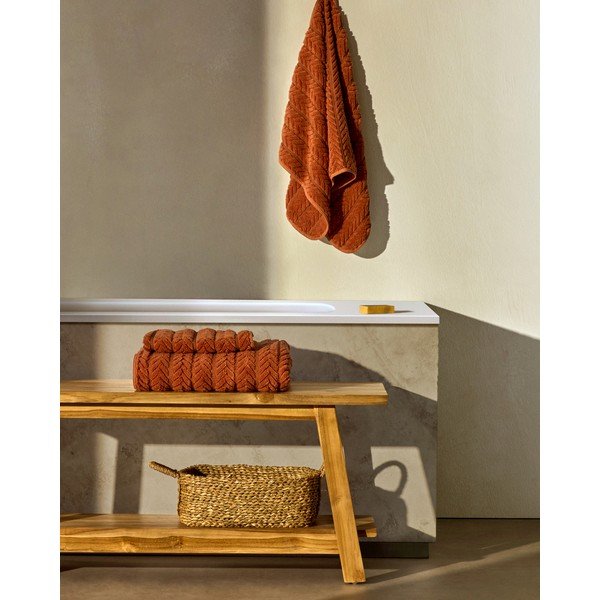 Oranž puuvillane froteerätik 50x90 cm Rune - Kave Home-image-3