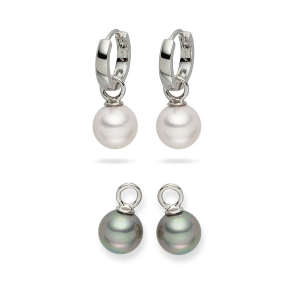Sada 2 párů perlových náušnic Nova Pearls Copenhagen Catherine White/Silver