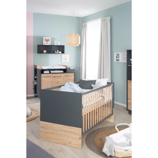 Tumehall-puiduvärvi võrevoodi 70x140 cm Lenn - Roba-image-1