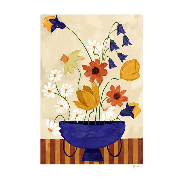 Plakat 30x40 cm Colourful Bunch in Blue Vase – Frankie Penwill - The Plakat Club