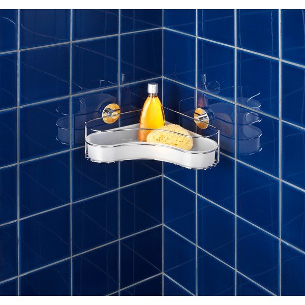 Samodržící rohová polička s miskou Wenko Vacuum-Loc Milazzo, nosnost až 33 kg-image-1