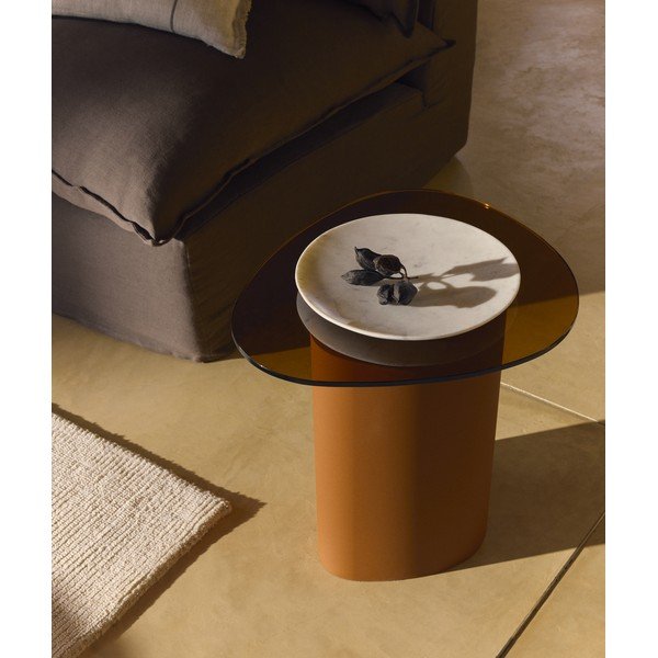 Klaasist pealispinnaga abilaud 47x48 cm Olir - Kave Home-image-1