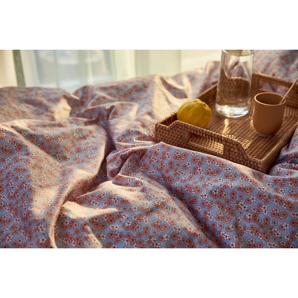 Helesinine-roosa puuvillasest satiinist kaheinimese voodileht 200x220 cm Pleasantly - JUNA-image-4