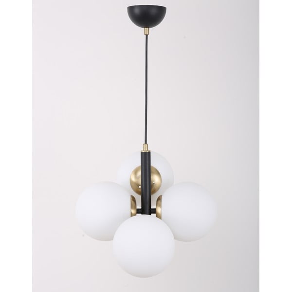 Must-valge klaasist varjuga rippvalgusti ø 15 cm Forte – Squid Lighting-image-2