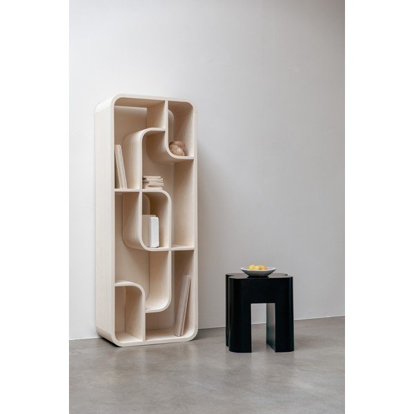 Kreem tammepuidust raamaturiiul 60x160x35 cm Seven - Zuiver-image-1