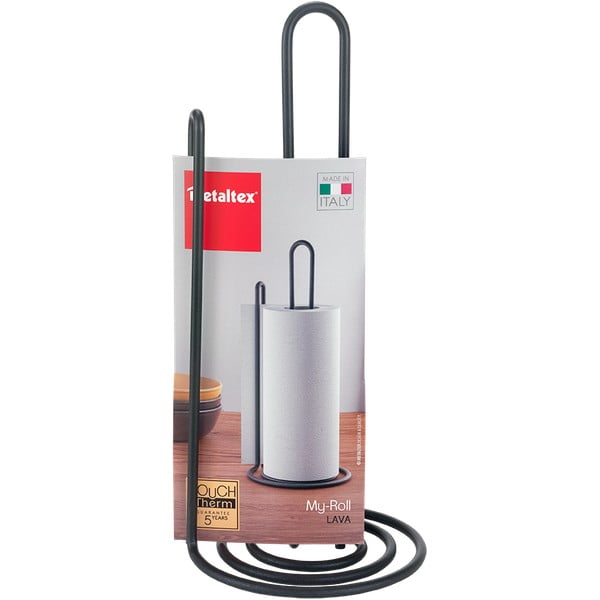 Must majapidamispaberi stend roostevaba teras ø 15 cm Myroll – Metaltex-image-4