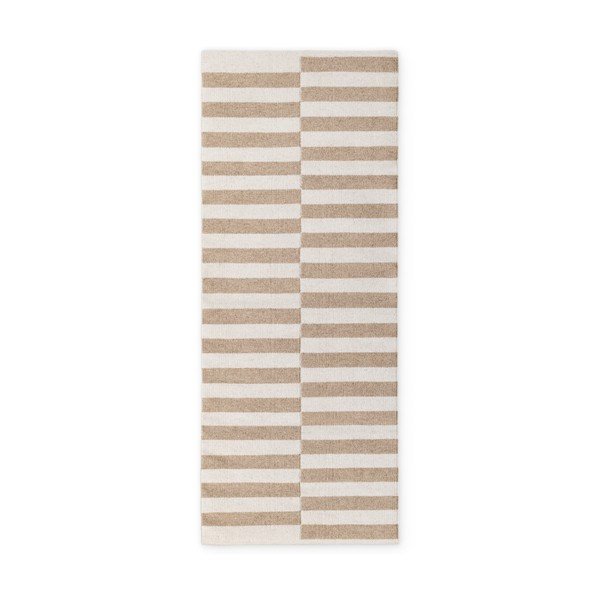 Valge/helepruun kahepoolne/käsitsi kootud villane jooksja 80x200 cm Vika - Hanse Home
