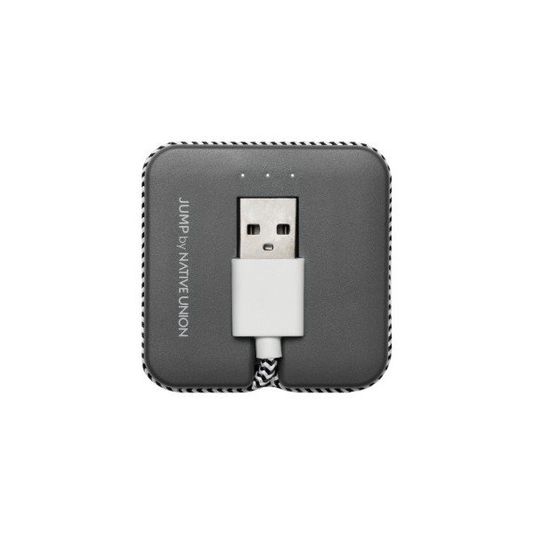 Šedá powerbanka s nabíjecím Micro USB kabelem Native Union Jump Cable, délka 45 cm-image-1