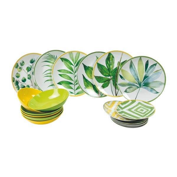 18dílná sada talířů z porcelánu a kameniny VDE Tivoli 1996 Oriental Botanique