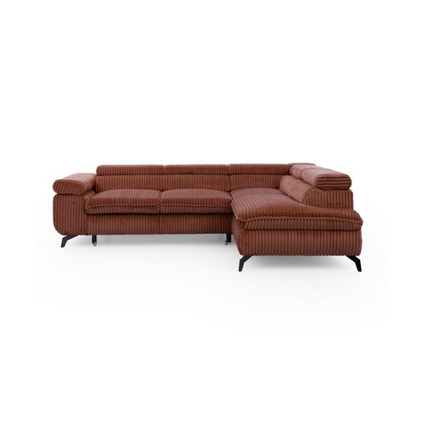 Terrakota värvi velvetist nurgadiivan (parem nurk/L-kujuline) Marbeya - Ropez