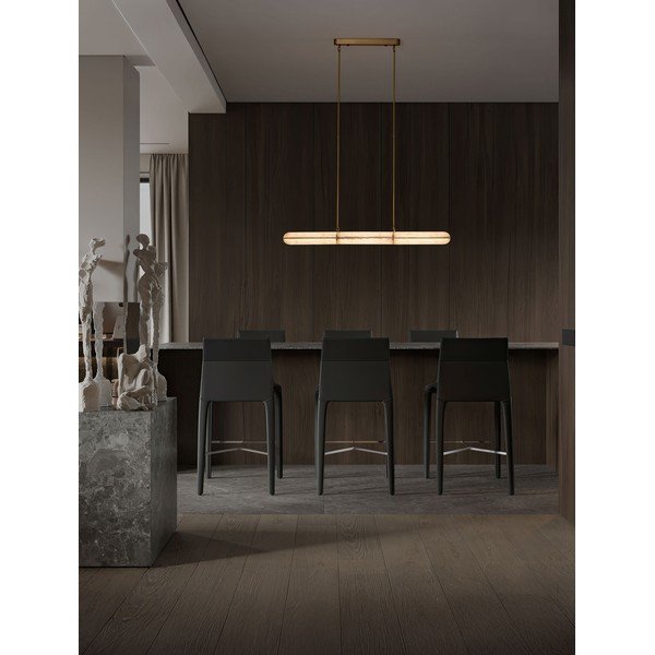 Metallist hämardatav LED-rippvalgusti messingivärvis klaasist varjundiga Gloree - Nova Luce-image-1