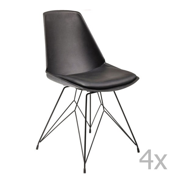 Sada 4 černých židli Kare Design Wire Black
