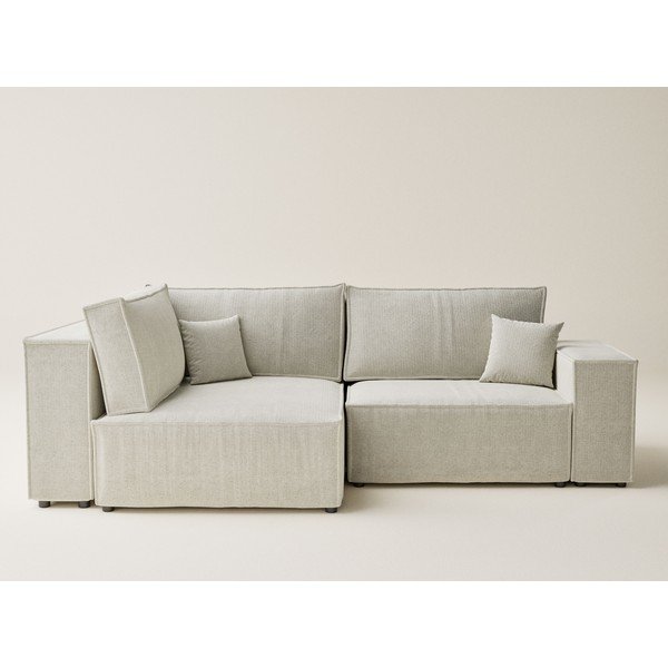 Kreemjas šenilldiivanvoodi/panipaigaga nurgadiivan (vasak nurk/L-kujuline) Tonga - Maison de Rêve-image-2