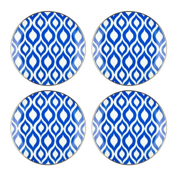 Sada 4 modrobílých porcelánových talířů Vivas Morocco, Ø 23 cm