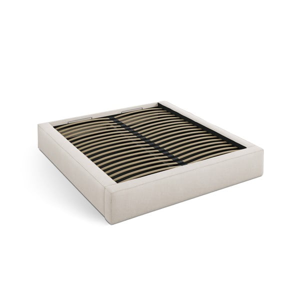 Kreem polsterdatud kaheinimesevoodi koos panipaiga ja voodipõhjaga 160x200 cm Simon - Micadoni