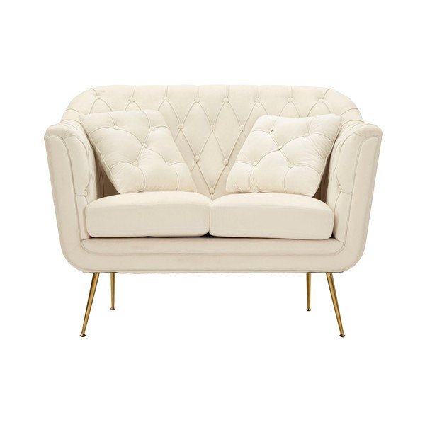 Kreem sametist diivan 130 cm Budapest - Mauro Ferretti