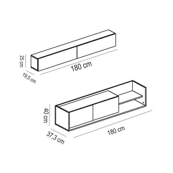 Valge/puiduvärvi eksootilise puidu spooniga TV-komplekt 180x40x37 cm Kale – Kalune Design-image-3