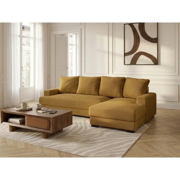 Kollane velvetist diivanvoodi/panipaigaga nurgadiivan (parempoolne nurk/diivanvoodiga) Campi - Bobochic Paris-image-2