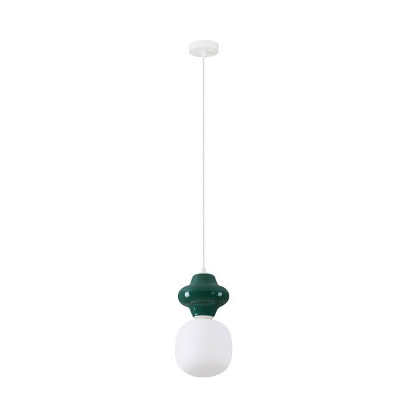 Valge/petroleenivärvi keraamiline rippvalgusti klaasist varjuga, ø 18 cm Clio - Nova Luce