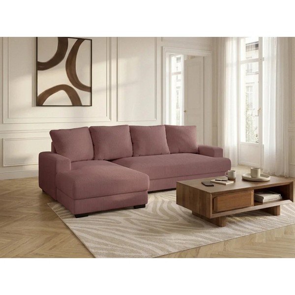 Roosa velvetist diivanvoodi/panipaigaga nurgadiivan (vasak nurk/diivanvoodiga) Campi - Bobochic Paris-image-3