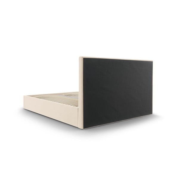 Beeži värvi pehmendusega kaheinimesevoodi koos riiuliga 180x200 cm. Nerin - Mazzini Beds-image-4