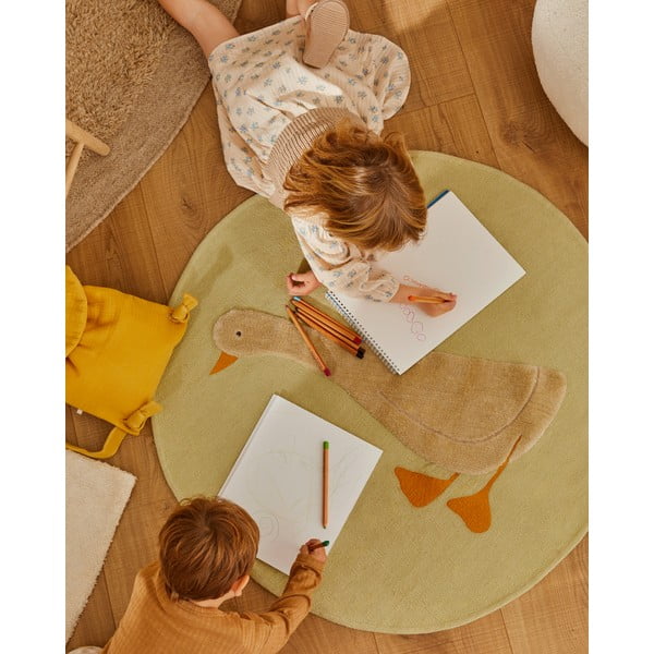 Helekollane puuvillane laste vaip ø100 cm Milu - Kave Home-image-1