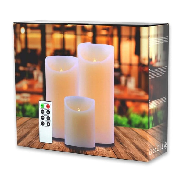 Sada 3 LED svíček s dálkovým ovládáním DecoKing Wax, výška 10; 15 a 20 cm-image-2