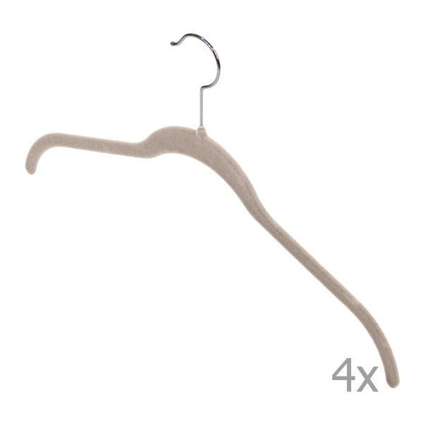 Komplekt 4 beežist sametist T-särkide riputajatest - Domopak-image-1