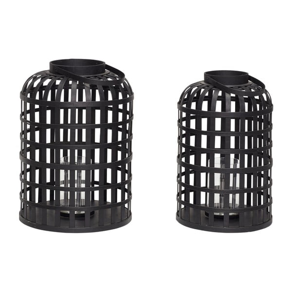 2 musta bambusest laternate komplekt Bambus Garo Grid - Hübsch-image-1