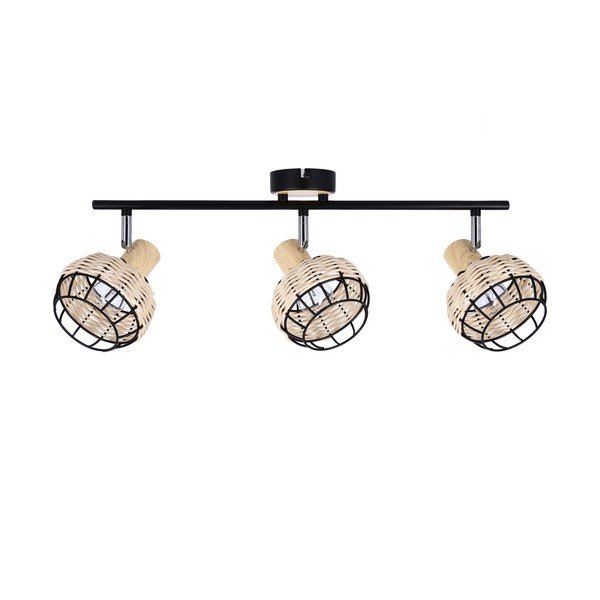 Must-kreem laevalgusti metallist ja rotangist varjuga ø 12 cm Tajga - Candellux Lighting-image-1