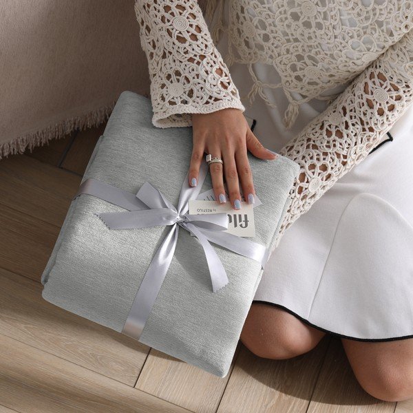 Helehall šenillist voodikate 220x240 cm Talo - Filumi-image-4