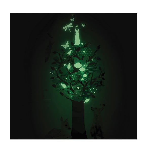 Samolepka svítící ve tmě Tree, zelená