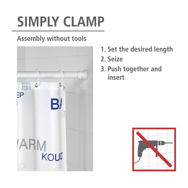 Valge teleskoop dušikardinapuu, ø 2,8 cm; pikkus 110 - 185 cm. - Wenko-image-4