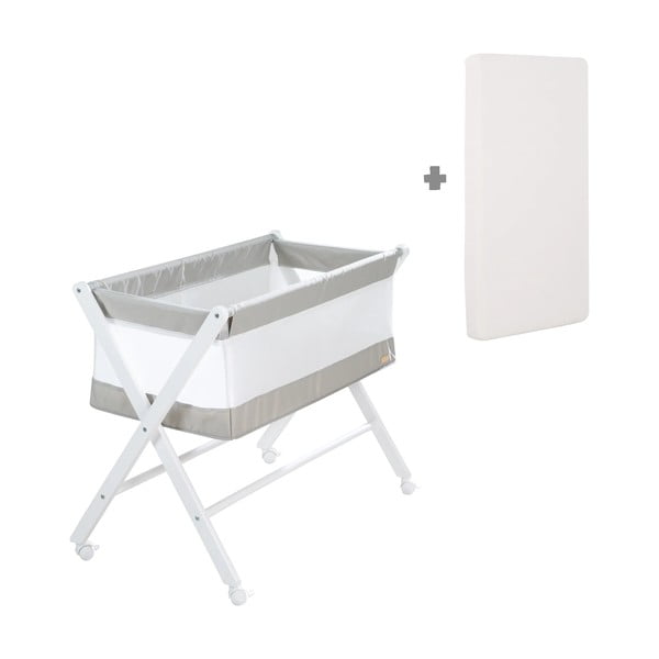 Valge kokkupandav ratastel häll 90x45 cm - Roba-image-2