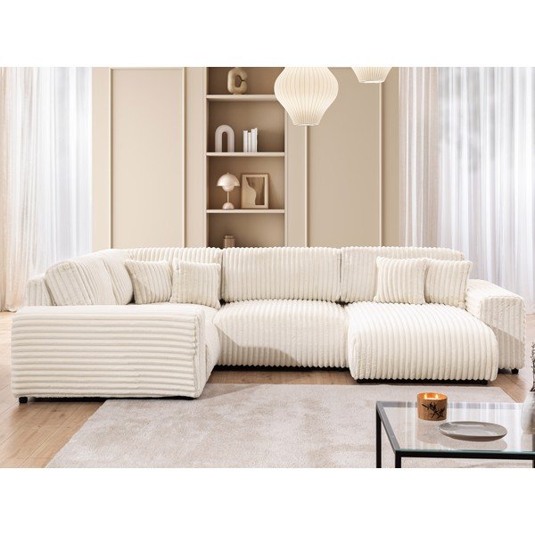 Kreem velvetist nurgadiivan (vasak nurk/U-kujuline) Justin - Ropez-image-1