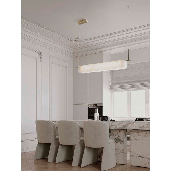 Kreemikas/messingvärvi LED-rippvalgusti marmorist dekooriga, hämardatav Aider - Nova Luce-image-1