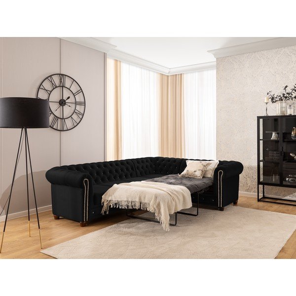 Must sametist nurgadiivanvoodi (parem nurk/L-kujuline) York Blik - Ropez-image-4