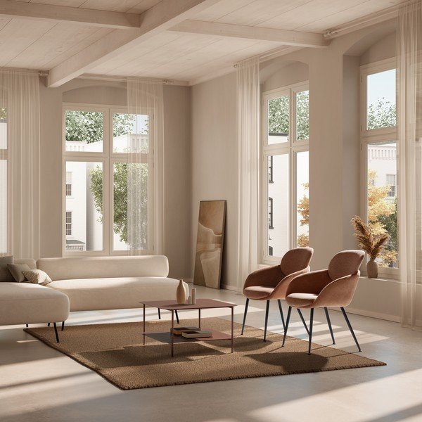 Metallist kohvilaud terrakota värvi 70x73 cm Beatrix - MOME-image-1