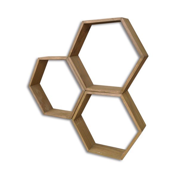 3 puidust seinariiuli komplekt Bee - Evila Originals-image-2