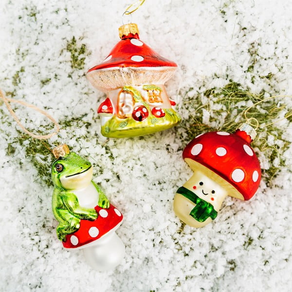 Klaasist käsitöö jõulukaunistus ø 6cm Mushroom House - Sass & Belle-image-1