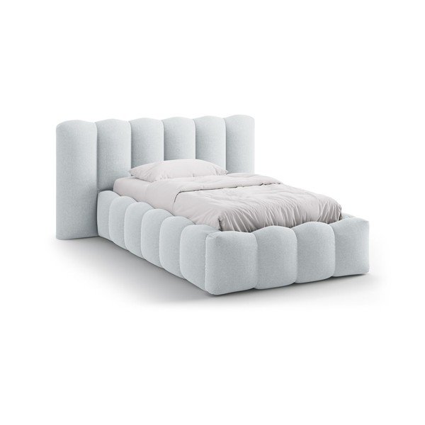Helehall polsterdatud üheinimesevoodi koos panipaiga ja voodipõhjaga 90x200 cm Lupine - Micadoni