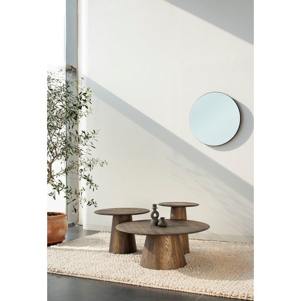 Pruun tammepuidust ümmargune diivanilaud ø 80 cm Mushroom - Gazzda-image-4