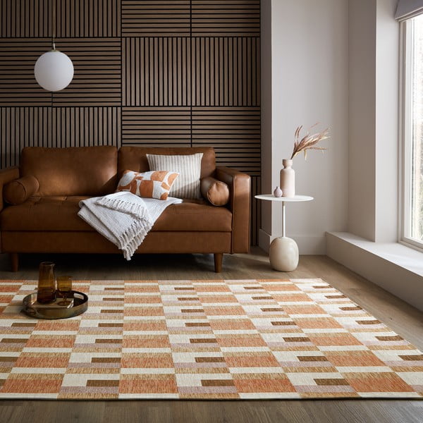 Oranž vaip 120x170 cm Riley Block Geo - Flair Rugs-image-1