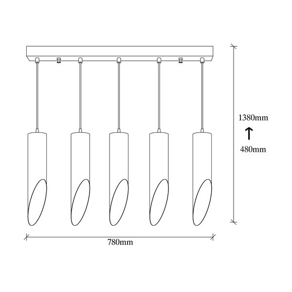 Must rippvalgusti 5 pirnile Kesik - Opviq lights-image-3